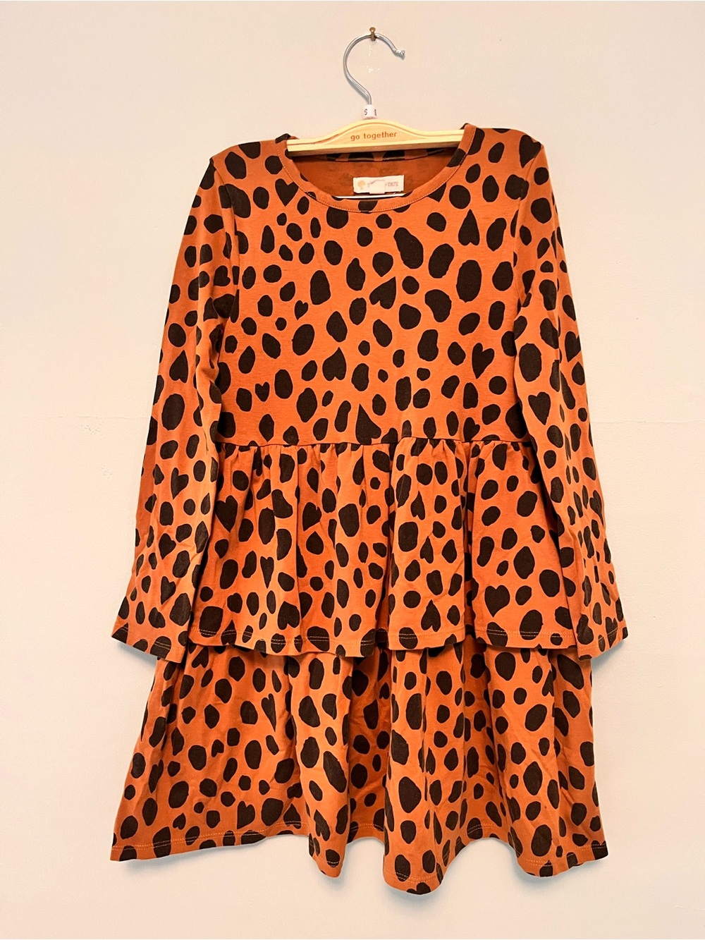 Brown with  Black Spotted Tiered Dress